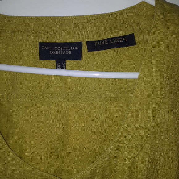 Paul Costelloe Chartreuse Linen Top Sz 8 - Picture 3 of 8